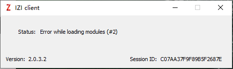 IZI 加载模块#2 错误 Status:Error while loading modules (#2)